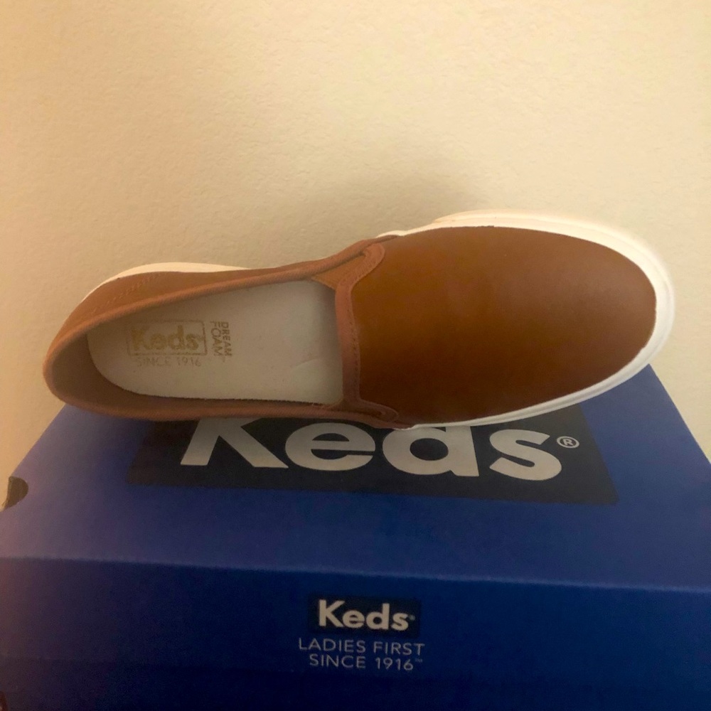 Women’s double decker leather Keds - brand new in box.